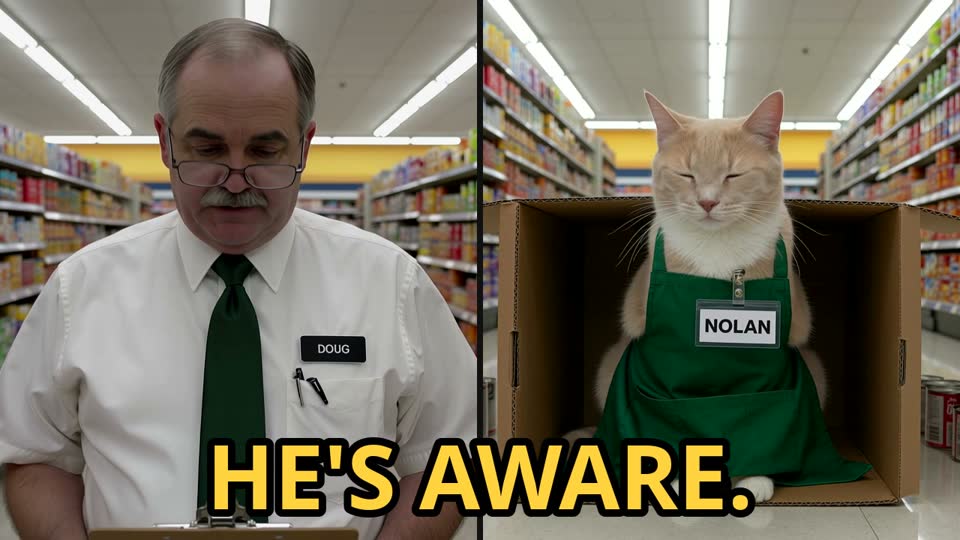 Episode 1 thumbnail: Nolan in a standoff with Doug at the grocery store